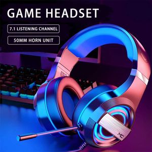 Cell Phone Earphones Game Earphone 7 Colors Lamp Gaming Headset with Mic ENC Noise Reduction HiFi 7.1 Channel RGB Wired Headphone Gifts For PC YQ231120