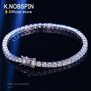 Chain Knobspin Real 4mm Sparkling Full Diamond GRA 925 Sterling Silver Wedding Engagement Party Jewelry Armband för kvinnor 230419