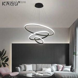 Plafoniere Lampada a sospensione moderna Anelli a LED Cerchio Lampadario a sospensione a soffitto Nero Loft Soggiorno Sala da pranzo Cucina Apparecchio di illuminazione per interni Q231120