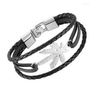 Länkarmband Janeyacy 2023 Handgjorda läderarmband Men Charm Retro Sticking Women's Jewelry