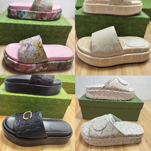 top popular Designer Slipper Luxury Casual Shoes Sandal Lady Slides platform wedge rainbows summer slippers for Women men ladies brands dearfoam Rubber Beach pink 2023