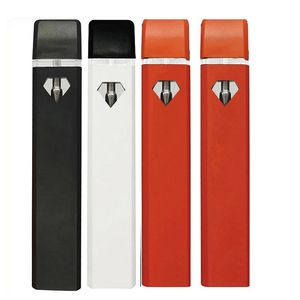 Vape Pen 1ml Disposable E-cigarette Pod Carts Thick Oil Empty Flat Diamond Window Pens USB Rechargeable 280mah Battery Ceramic Coil Vaporizer Custom Logo 100pcs Box