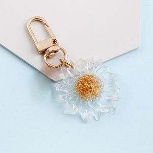 Keychains Dayoff Korea Lovely Harts Flower Keychain Keyring For Women Girl Jewelry Transparent Daisy Bag Car Key Holder Gift K99