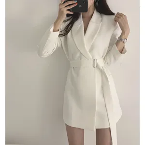 Abiti da donna UNXX Donna Colletto dentellato coreano Manica lunga Cintura Abito blazer Inghilterra Mini abiti corti da donna da ufficio