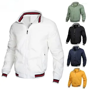 Men's Jackets Business Casual Cardigan Jacket Spring Autumn Standing Collar Coat Solid Color Waterproof Zipper Sports