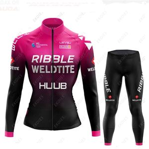 サイクリングジャージセット女性サイクリング服 HUUB 長袖スポーツサイクリングセット Ropa Ciclismo サイクリングジャージセット自転車服乗馬バイク服 230420