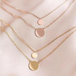 Pendant Necklaces Mavis Hare Stainless Steel Double Coin Necklace With Big And Small Round Chain Nekclace For Mother's Day Gift