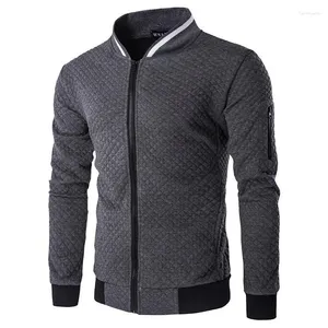 Herrjackor dragkedja stående krage tröja solid pläd cardigan toppar jacka manlig modesport fitness casual löst montering kappa