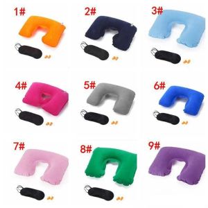 Travel pillow 3PCS UShapedInflatable train car sleeping pillow cervical spine pillows pvc flocking ST122