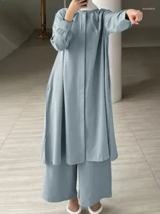 Ethnische Kleidung Muslimische Frauen Bluse Anzug Eid Mubarek Türkei Outfits Langarm Hemd Hose Sets Elegante Abaya Dubai Trainingsanzüge