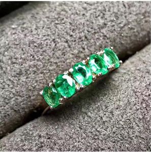 Cluster Rings Emerald Ring Natural Real 925 Sterling Silver 3 4mm 5st Fine Smycken