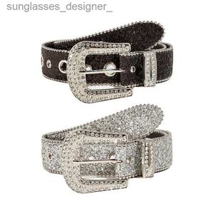 Belts Shinning for rhinestone Belts Women PU Leather Western Y2K Girls Belt for Jeans MenL231120