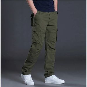 Designer Spring Autumn Cargo Pants Casual Mens Baggário calças de algodão regular Combate Masculino Calças táticas Multi -Bockets