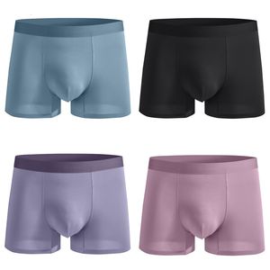 アンダーパンツ4pcs/lot menパンティーメンズアイスシルクシルクシームレスアンダーウェアクイック乾燥抗菌抗菌型薄い通気性ボクサーサマーアンダーパンツ230420