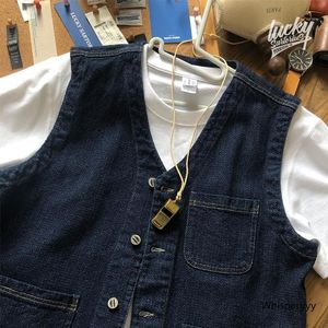 Män västar väst japansk mode väst trend män kläder vneck solid vilda singelbröst ärmlös lastjacka hane 230420