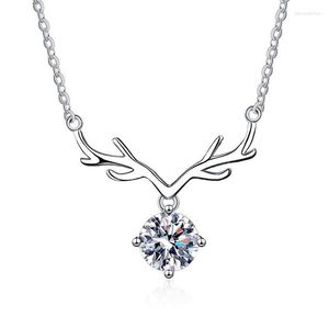 Catene ZFSILVER Moda Trendy Classic S925 Argento Moissanite Antler Amante Collana di cervo Accessori donna Gioielli da sposa di lusso Regali