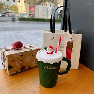 Кружки Чашка Санта-Клауса с соломой Керамическая кружка Молоко Кофе Креативный праздничный подарок Пара Вода