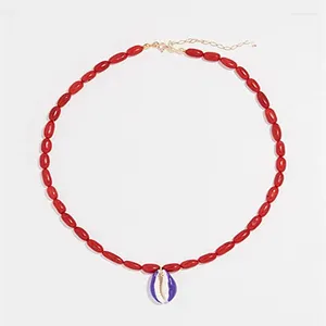 Collane con ciondolo Collana di conchiglie naturali della Boemia Collana di corallo rosso Donna Gioielli glamour 2023 Barocco all'ingrosso Collier Femme Coquille