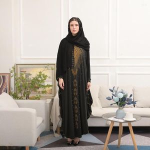 Ethnic Clothing Eid Mubarak Muslim Women Prayer Robe Arab Turkey Islam Traditional Costume Musulmane Femme Bat Sleeves Loose Beading Kaftans