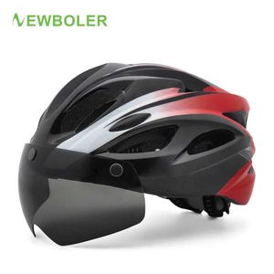 Cycling Helmets NEWBOLER Ultralight Cycling Safety Helmet Outdoor Motorcycle Bicycle Taillight Helmet Removable Lens Visor MTB Road Bike Helmet P230419