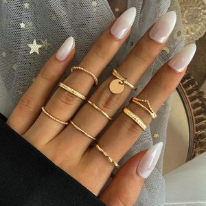 Ringos de cluster 2023 Moda Gold Bated Batled Ring Set Metal Open Knuckle no engajamento para mulheres joias de presente