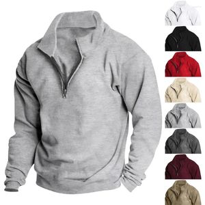 Felpe con cappuccio da uomo autunno inverno uomo caldo pile uomo stand mezza cerniera pullover abbigliamento felpe maschili moda casual capispalla