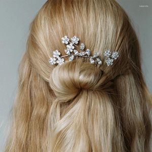 Hair Clips Fashion Flowers Zircon Bridal Comb Accessories For Women Luxury Girls Crystal Combs Hairclips Wedding Jewelry