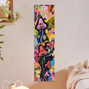 Tapestries Psychedelic Mushroom Tapestry Wall Hanging Hippie Colorful Flower Magic Abstract for Home Decor Art 230419