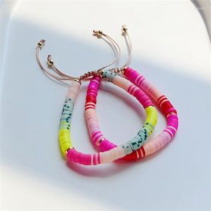 Charm Bracelets 2023 Bohemian Summer Beach Multicolor Einstellbares Armband Charms Soft Polymer Clay Disc Elastic für Frauen Schmuck