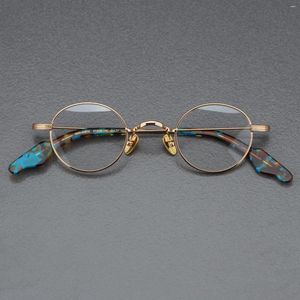 Solglasögon ramar vintage glasögon ram GMS-648 Ultralight Pure Titanium Carving mönsterstil liten runda myopia optiska glasögon högt