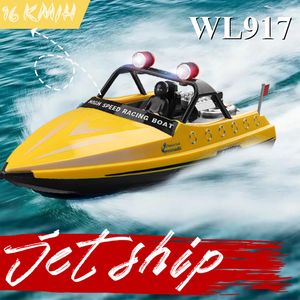 Elektro-/RC-Boote WLtoys WL917 RC Boot 2.4G RC Hochgeschwindigkeits-Rennboot Wasserdichtes Modell Elektro-Funkfernbedienung Jetboot Geschenke Spielzeug für Jungen 230420