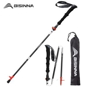 Ski Poles bisinna 1PCS/2PCS折りたたみトレッキングポールカーボンファイバー折りたたみ式伸縮スティック軽量ウォーキングスティックハイキング登山231120