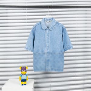 Jacquard Letter Denim T-Shirt in Blue