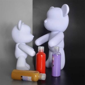 Sanat ve El Sanatları Sıvı Şiddetli Ayı Bearbricks Graffiti Beyaz Vücut Süs DIY El Yapımı Tavşan Unicorn Model Masaüstü Dekor Ebeveyn-Çocuk Oyuncak Gifthkd230625