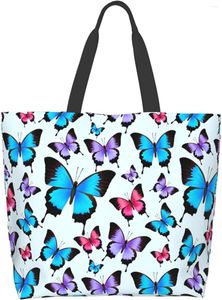 Depolama Çantaları Renkli Butterfriestote Torba Yeniden Kullanılabilir Market Su Geçirmez Alışveriş El çantası Seyahat için İç Cep