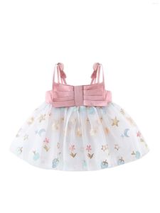 Flicka klänningar småbarn baby flickor sommar tutu klänning ärmlös rem söt mönster tryck a-line tyll prinsessa sundress 9m-3t