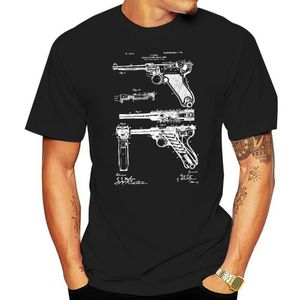 Herr t-shirts Luger Pistol Handgun T-shirt Luger T-shirt Luger Patent Luger Design WW2 WWII Men New Print Men T-shirt Summer Shirts 230420