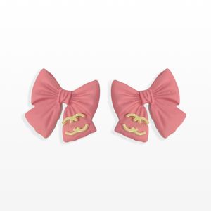 Fashion Pink Bow Earrings Charm 2023 New Style Women Stud Earrings Designer Gift Jewelry Fashion Exquisite Love 18K Gold Earrings Party Jewelry Wholesale