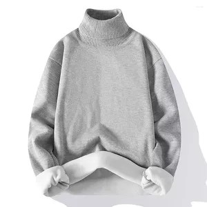 Męskie swetry mężczyźni zimowi pluszowe ciepłe klapy zagęszczony długim rękawem wysoki kołnierz Turtleeck polarowe polarowe swetra Knitwearki Knitwear