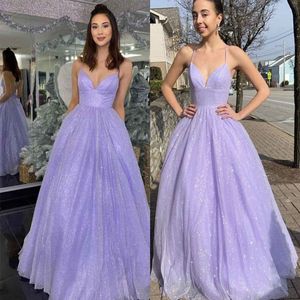 Seercins Lavender Prom Promes A-Line Deep V-образное спагетти Сексуальные тусы без спины плюс размер