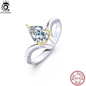 Wedding Rings ORSA JEWELS 8A Cubic Zirconia Promise Halo Engagement Wedding Band Ring for Women 925 Sterling Silver Wedding Jewelry LZR02 231118