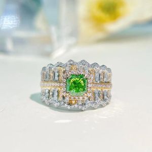 Cluster Rings CN2023 Green Diamonds 1.023ct Solid 18K Gold Female's Diamond Wedding Engagement For Women