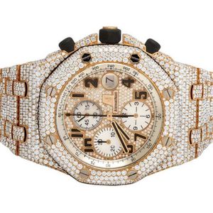 Audemar Pigue Uhr, Herren-Armbanduhr mit automatischem mechanischem Uhrwerk, 18 Karat Roségold, 42 mm, Ziegelstein VS-Diamant, 36,0 CT WN-JZDK