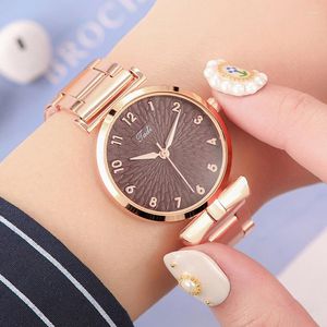 Armbandsur 2023 Luxury Women Armband Quartz Watches For Watch Ladies Sports Dress Pink Dial Wrist Clock Relogio Feminino