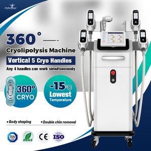 2024 Cryolipolysis Máquina de congelamento de gordura Dispositivo de perda de gordura Remoção de queixo duplo Lipo Máquina de emagrecimento corporal 5 alças