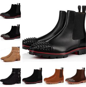 Winter Famous Brand Men Melon Spikes Ankle Boots Lug Sole Genuine leather Dress Wedding Party Martin Booties Gentleman Motorcycle Bottes EU38-46 With Box