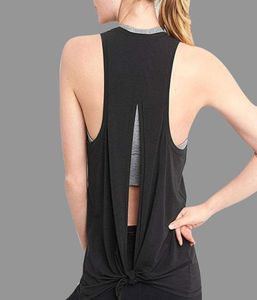 Yeni Moda Kadın Seksi Açık Sırt Spor Katı Yoga Gömlek Kravat Egzersiz Racerback Tank Tops Fitness Üstler Kadın Spor Gömlekleri2523912