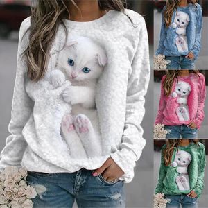 Women's Hoodies Spring/Summer 2023 3D Animal Loose Print Long Sleeve Crewneck Sweatshirt Streetwear Women