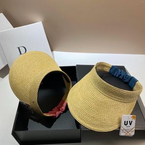 Wide Brim Hats Summer Large Eave Sunshade Straw Hat Beach Simple Imitation Lafite Hair Hoop Type Empty Top Outdoor Holiday Sunscreen Fe