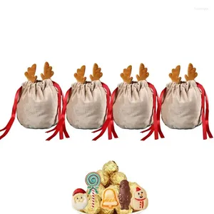 Christmas Decorations Unique Drawstring Velvet Storage Bag Adorable Antler Gift Candy Jewelry Organizer